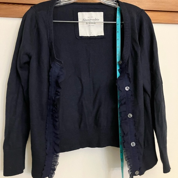 Abercrombie cardigan with flounce on button panel, Navy, Medium - Picture 2 of 4